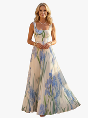 MOREAU LYON | ROBE MAXI PLISSÉE À IMPRIMÉ FLORALE ÉLÉGANT POUR FEMMES