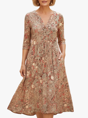 MOREAU LYON | ROBE MIDI IMPRIMÉE ÉLÉGANTE POUR FEMMES