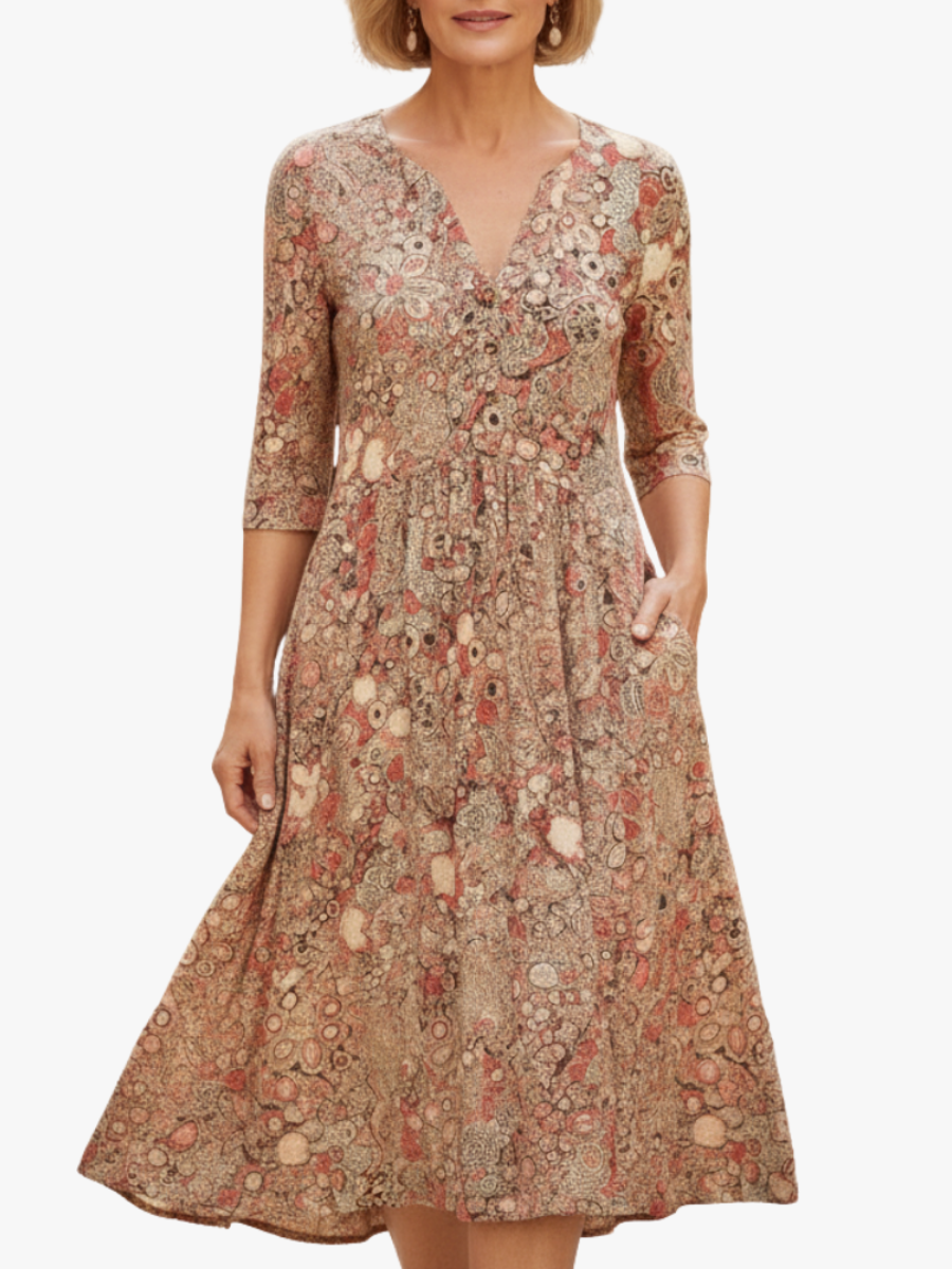 MOREAU LYON | ROBE MIDI IMPRIMÉE ÉLÉGANTE POUR FEMMES