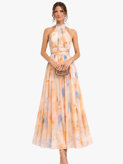 MOREAU LYON | ROBE EN MOUSSELINE PÊCHE FLORAISON POUR FEMME