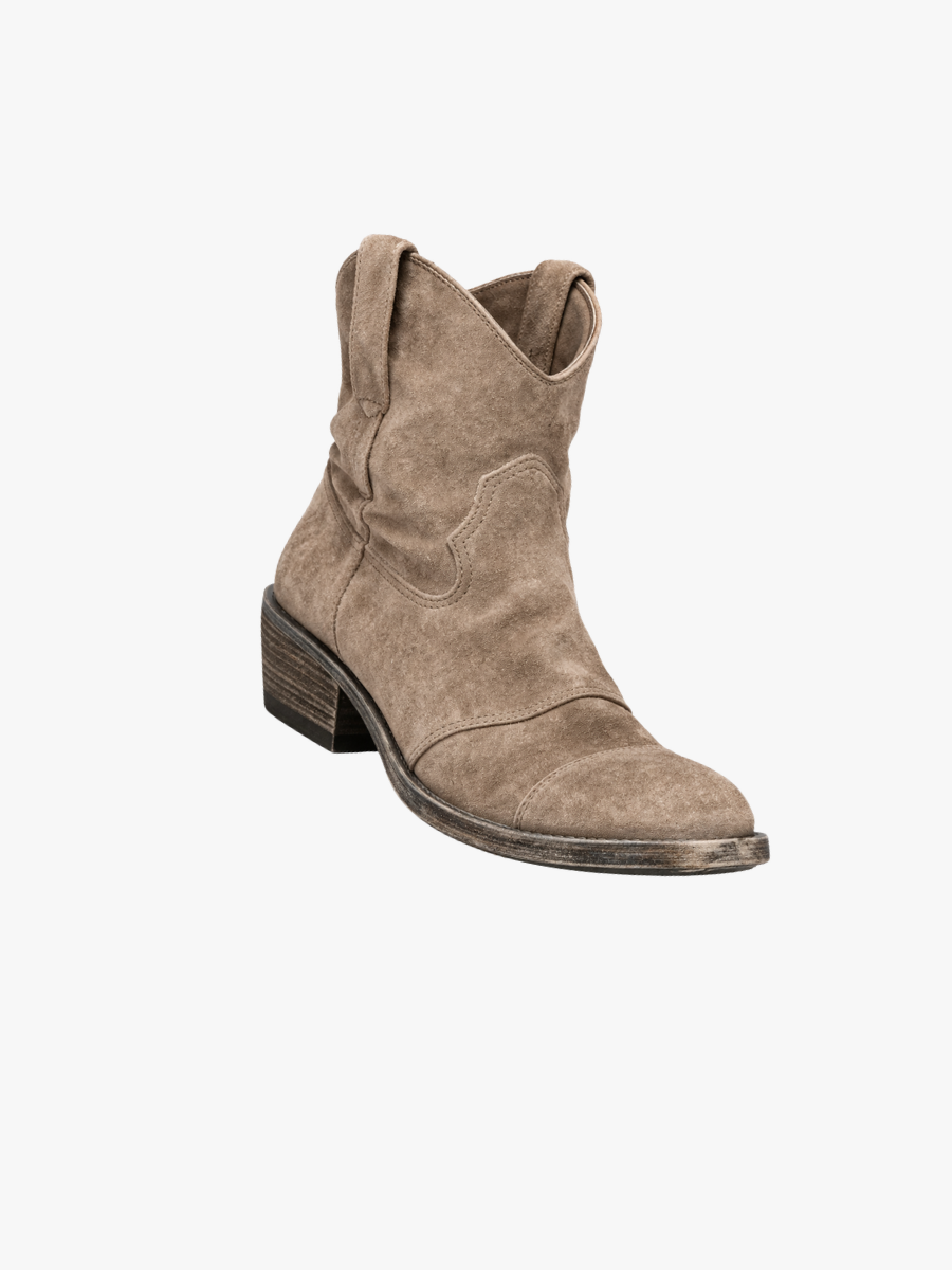 MOREAU LYON | BOTTES CLASSIQUES EN DAIM À TALONS BLOCS WESTERN POUR FEMMES