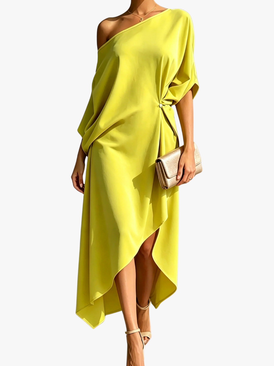 MOREAU LYON | ROBE MIDI ASYMÉTRIQUE POUR FEMMES