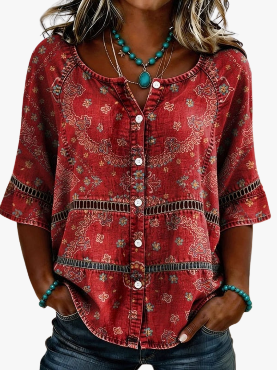 MOREAU LYON | BLOUSE CLASSIQUE IMPRIMÉ ETHNIQUE FEMME