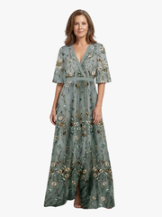 MOREAU LYON | ROBE MAXI À COL EN V FLORAL POUR FEMMES