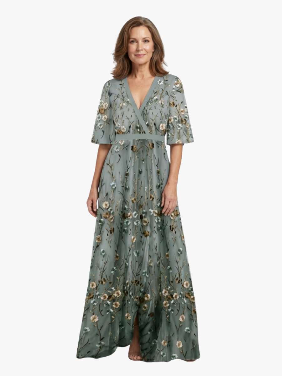MOREAU LYON | ROBE MAXI À COL EN V FLORAL POUR FEMMES
