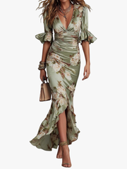 MOREAU LYON | ROBE EN SATIN FLORALE POUR FEMMES
