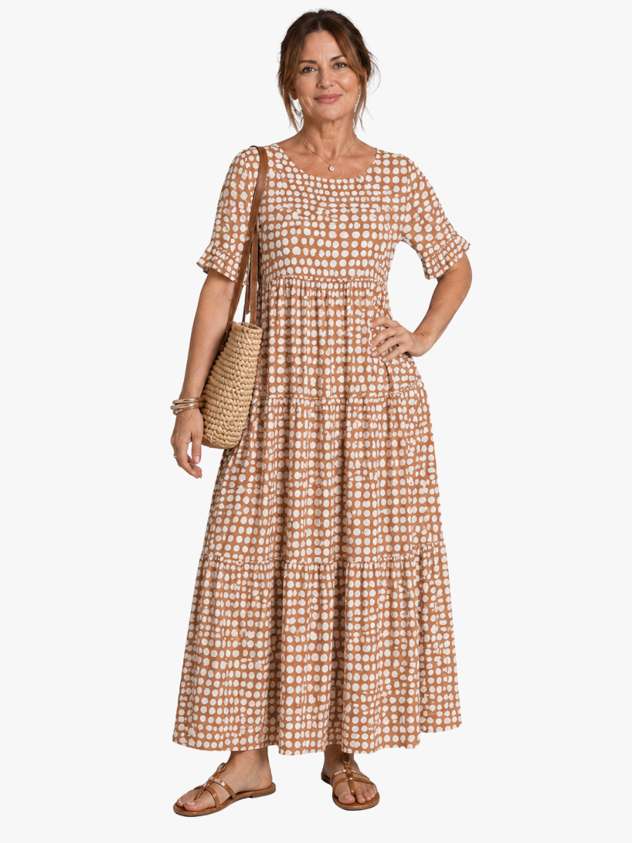 MOREAU LYON | ROBE MIDI ÉLÉGANTE À MANCHES COURTES POUR FEMMES