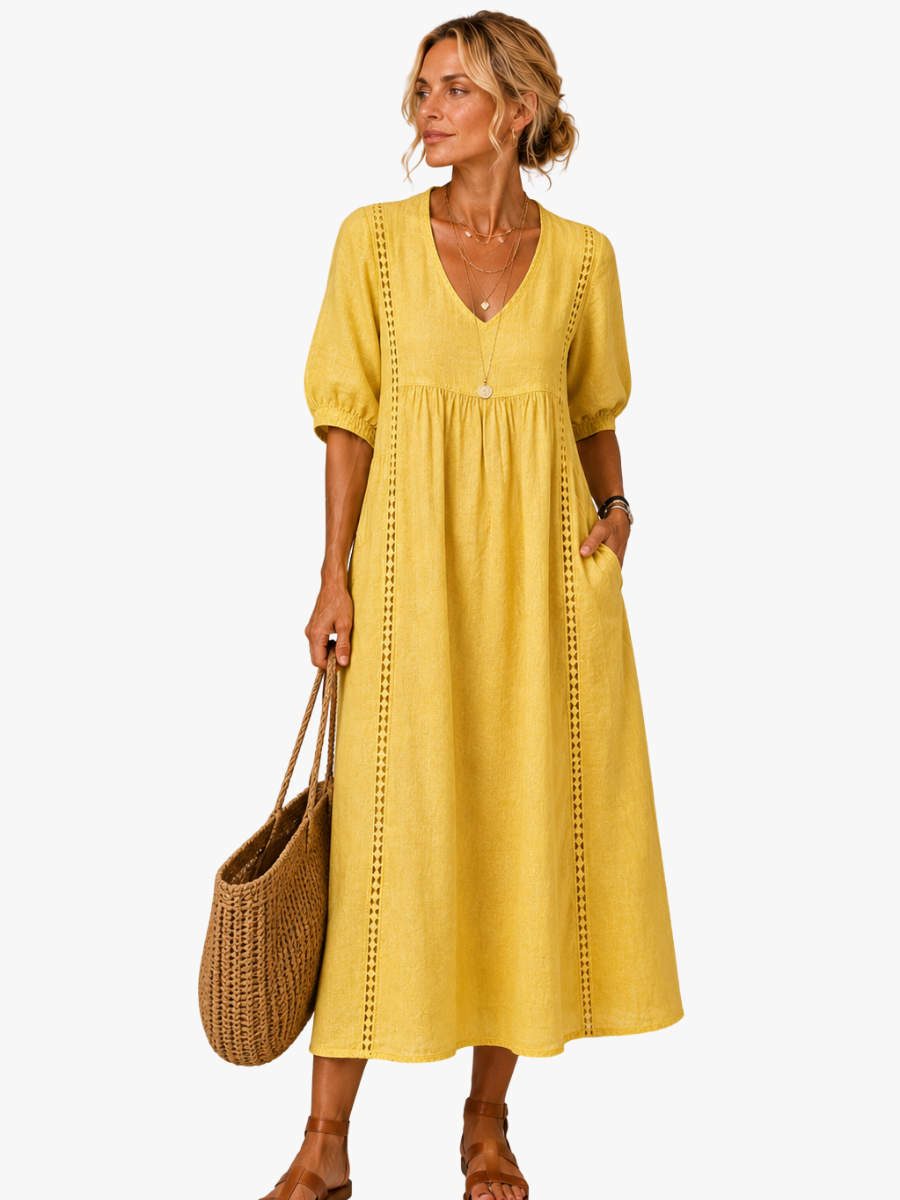 MOREAU LYON | ROBE EN LIN ET DENTELLE POUR FEMME