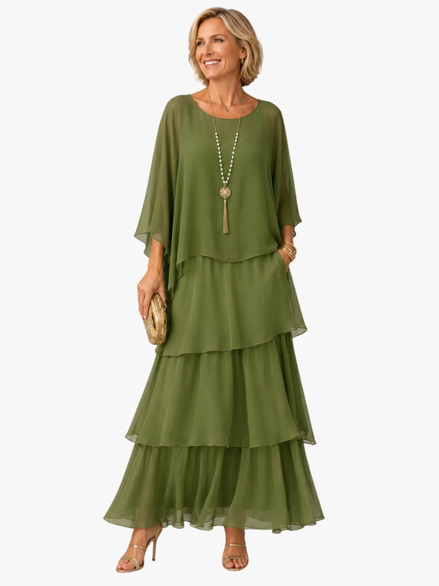 MOREAU LYON | ROBE MAXI EN CHIFFON SUPERPOSÉE POUR FEMMES