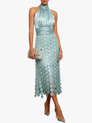 MOREAU LYON | ROBE MIDI CHIC À COL HALTER POUR FEMMES