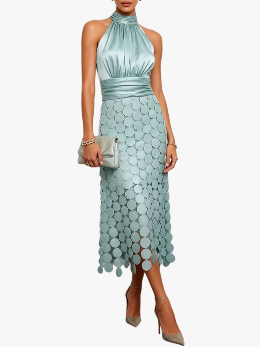 MOREAU LYON | ROBE MIDI CHIC À COL HALTER POUR FEMMES
