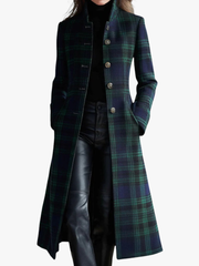 MOREAU LYON | MANTEAU À CARREAUX BLEU-VERT POUR FEMMES