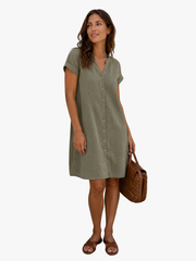 MOREAU LYON | ROBE CHEMISE À COL EN V POUR FEMMES
