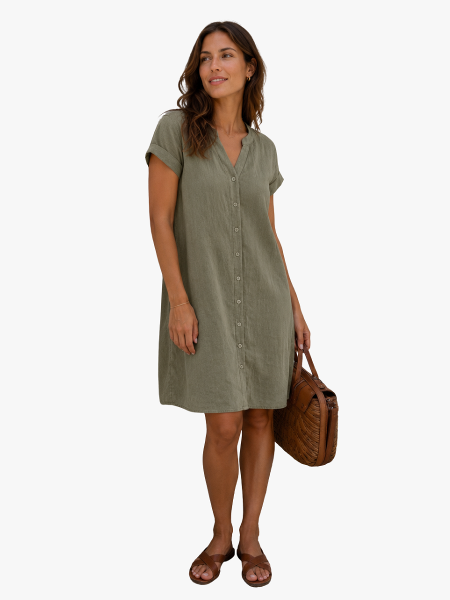 MOREAU LYON | ROBE CHEMISE À COL EN V POUR FEMMES