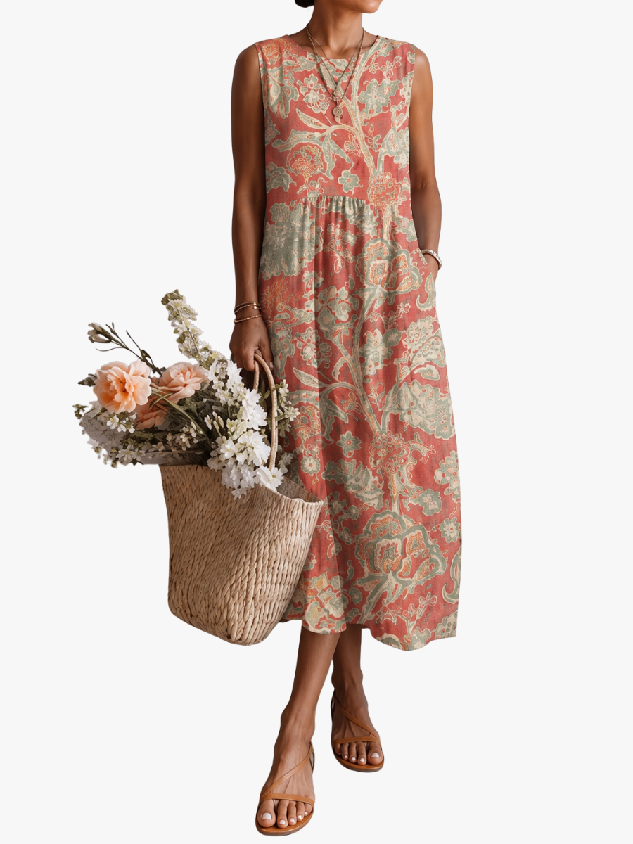 MOREAU LYON | FLORALE ROBE MIDI FLUIDE POUR FEMMES