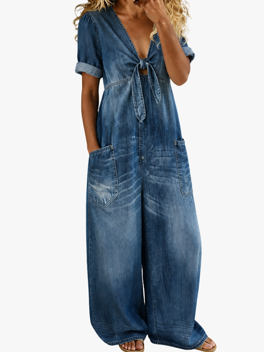 MOREAU LYON | SALOPETTE EN DENIM À JAMBES LARGES POUR FEMMES