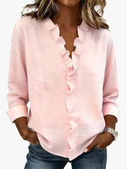 MOREAU LYON | BLOUSE À COL VOLANTÉ EN V POUR FEMMES