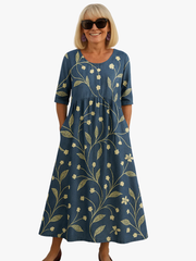 MOREAU LYON | ROBE MIDI CLASSIQUE À FLEURS POUR FEMME
