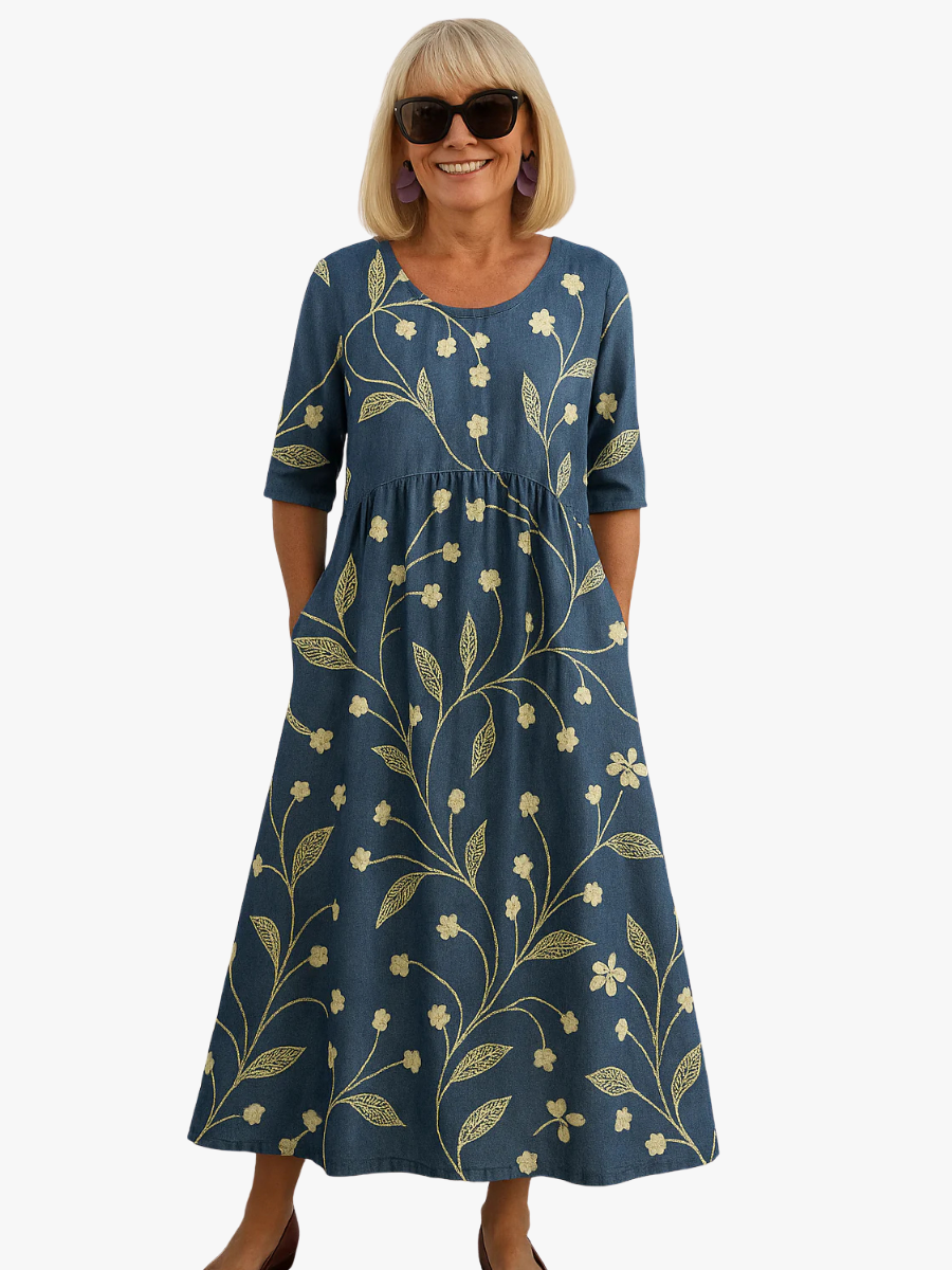 MOREAU LYON | ROBE MIDI CLASSIQUE À FLEURS POUR FEMME
