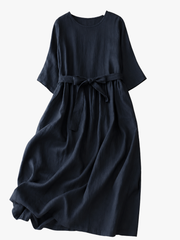 MOREAU LYON | ROBE MIDI EN COTON LIN POUR FEMMES