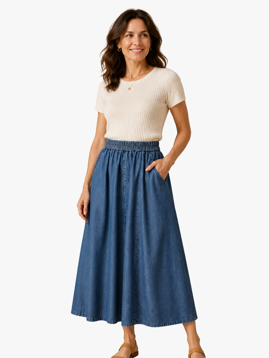 MOREAU LYON | JUPE EN DENIM FLUIDE POUR FEMMES