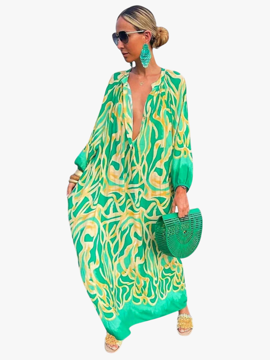 MOREAU LYON | ROBE MAXI À MANCHES LONGUES EN V POUR FEMMES
