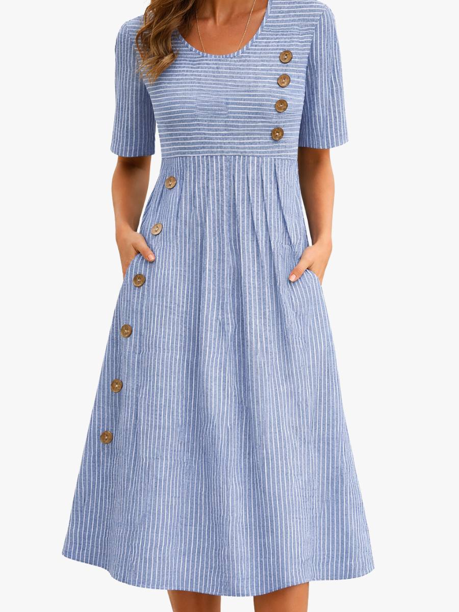 MOREAU LYON | ROBE MIDI À RAYURES POUR FEMMES