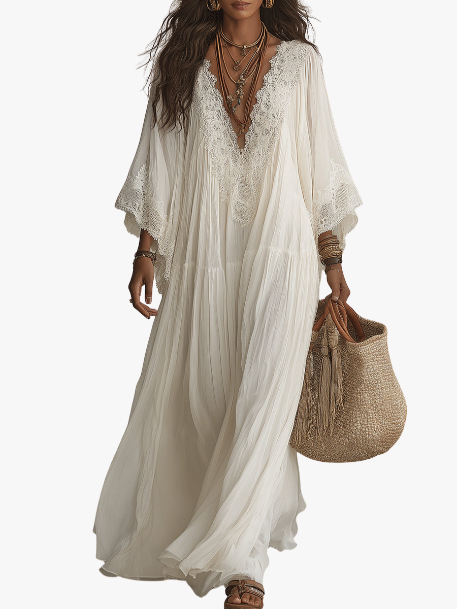 MOREAU LYON | ROBE MAXI AVEC DENTELLE POUR FEMMES