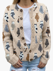 MOREAU LYON | CARDIGAN MOTIF CHAT POUR FEMME