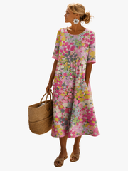 MOREAU LYON | ROBE MIDI FLEURIE ÉLÉGANTE POUR FEMMES