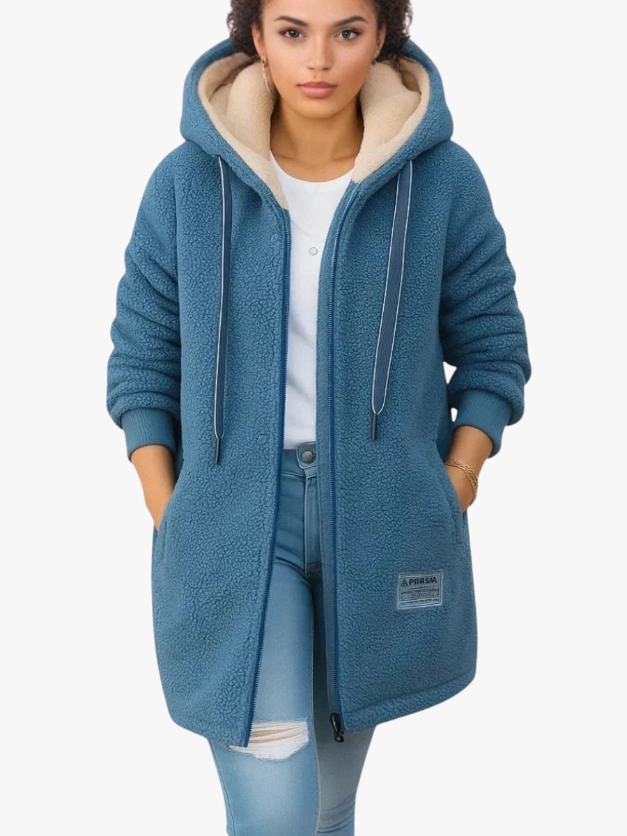 MOREAU LYON | VESTE FLEECE LONGUE À CAPUCHE POUR FEMMES