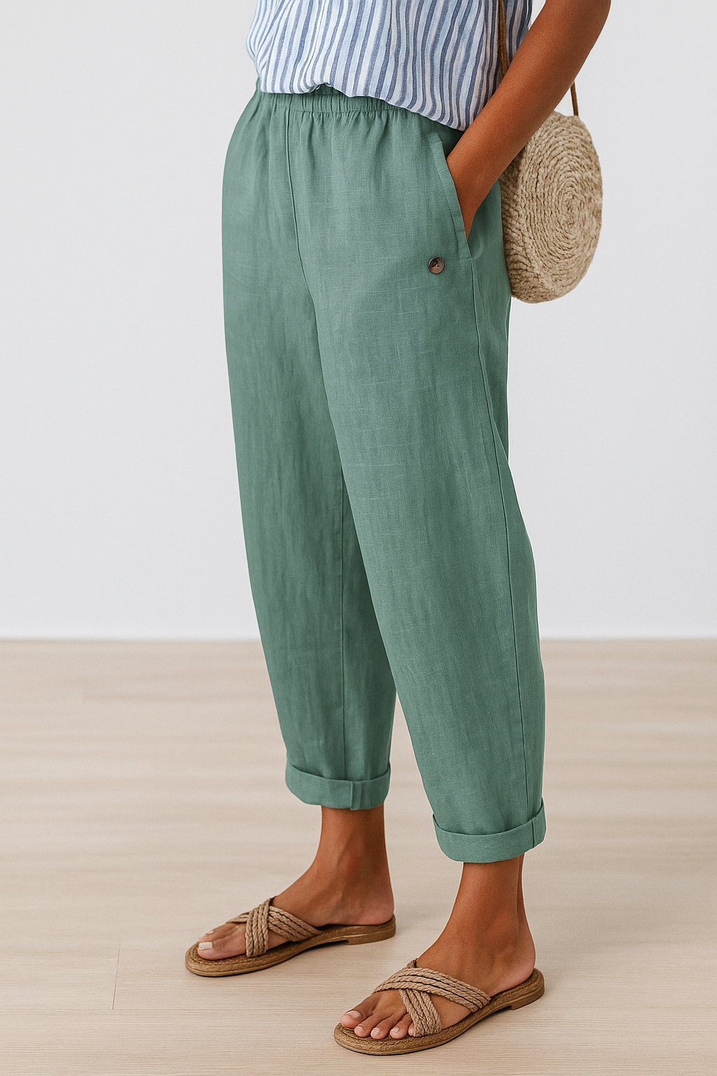 MOREAU LYON | PANTALON FUSELÉ EN LIN MÉLANGÉ POUR FEMMES