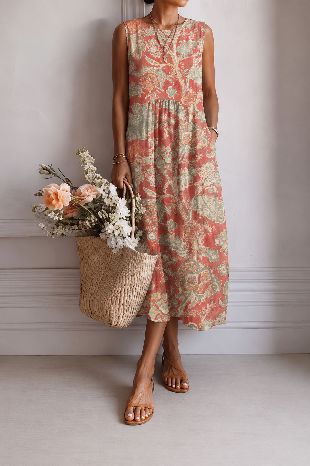 MOREAU LYON | FLORALE ROBE MIDI FLUIDE POUR FEMMES