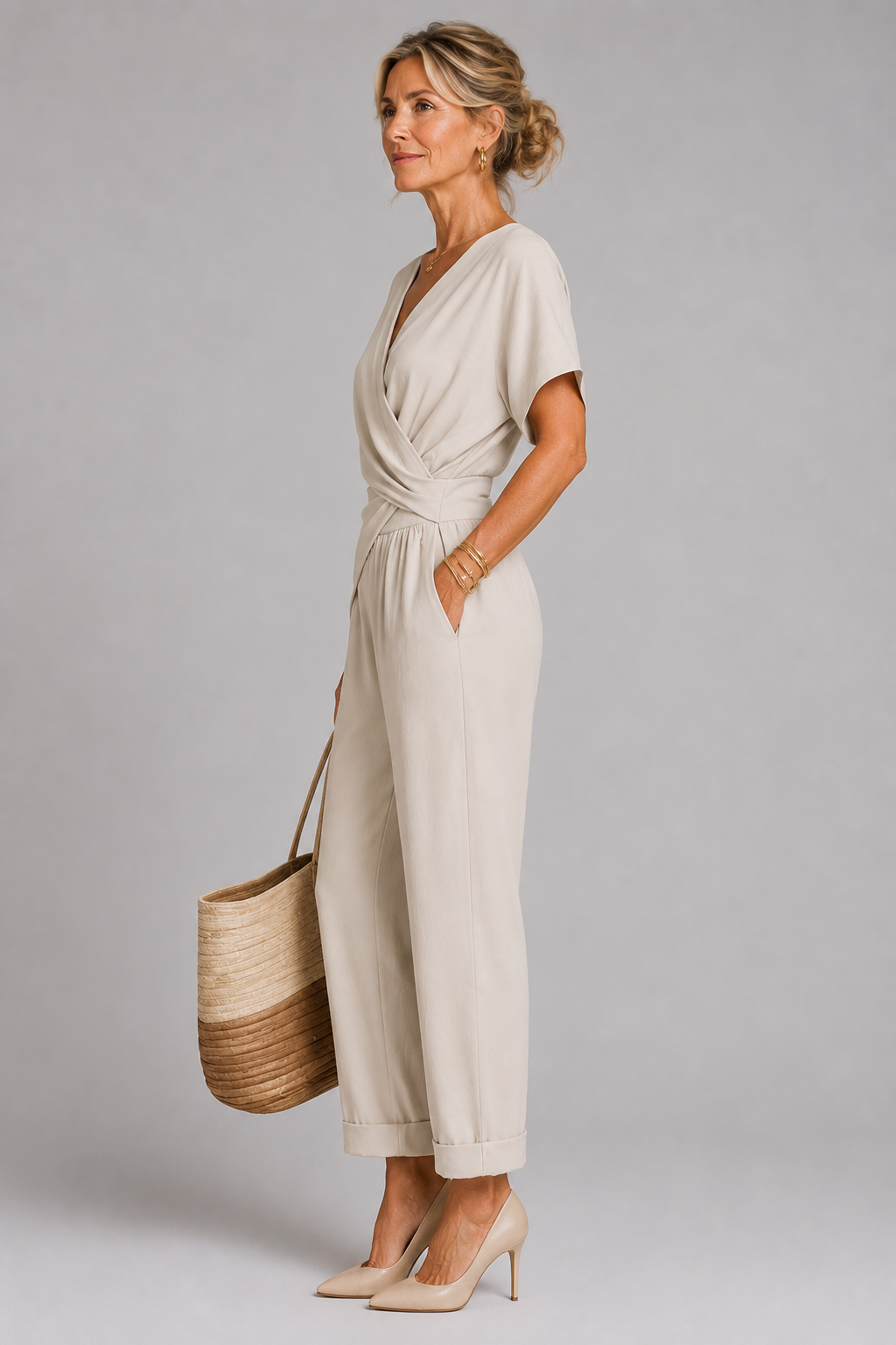 MOREAU LYON | ENSEMBLE PANTALON LARGE STYLE WRAP POUR FEMMES