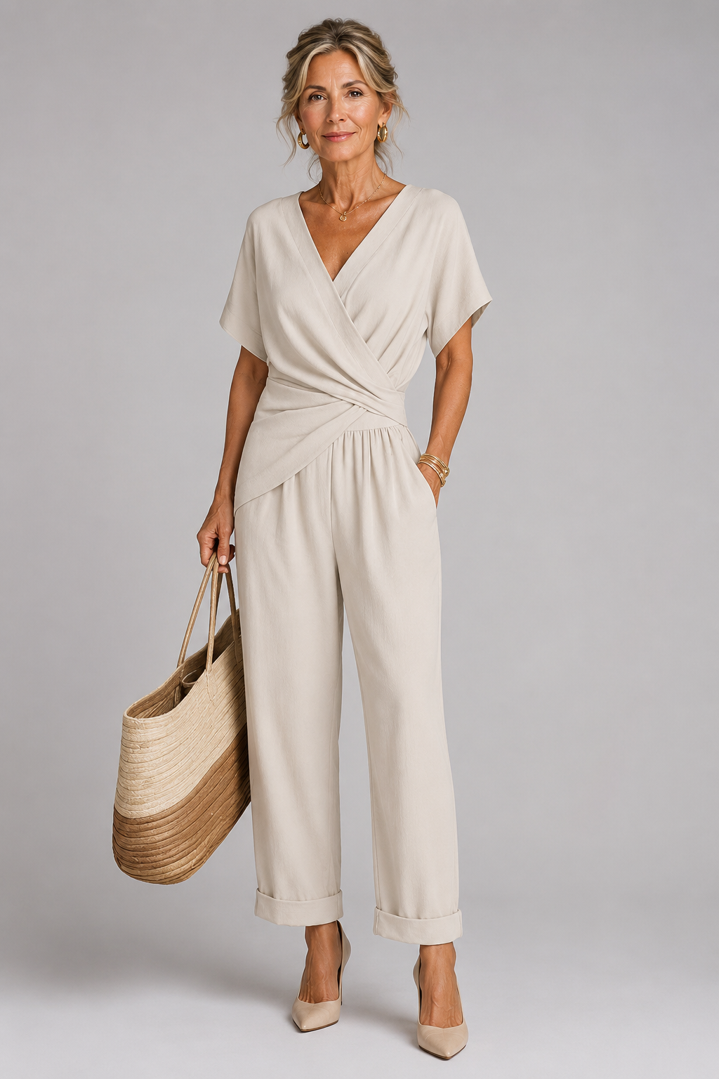MOREAU LYON | ENSEMBLE PANTALON LARGE STYLE WRAP POUR FEMMES