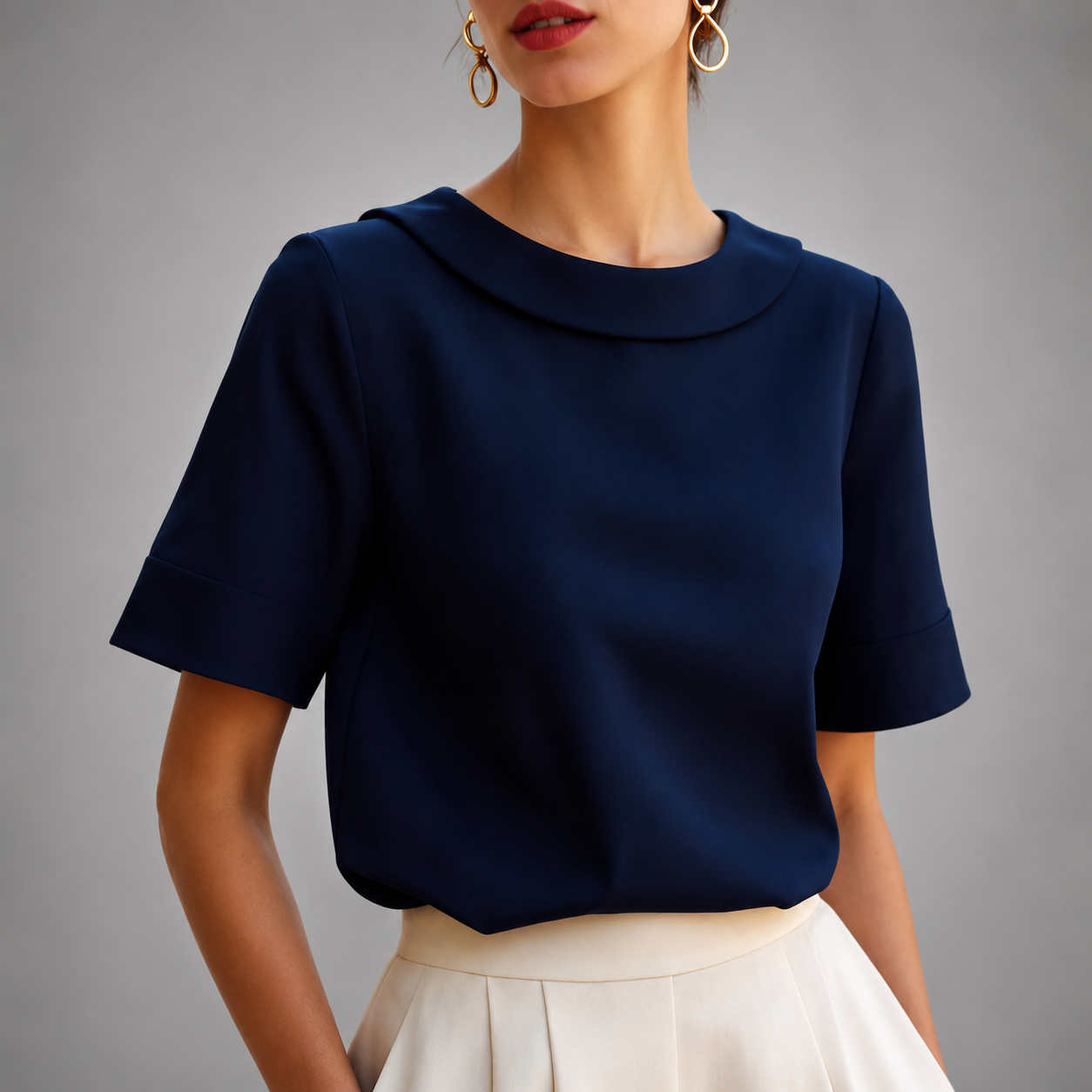 MOREAU LYON | CHIC BLOUSE À COL ROND POUR FEMMES