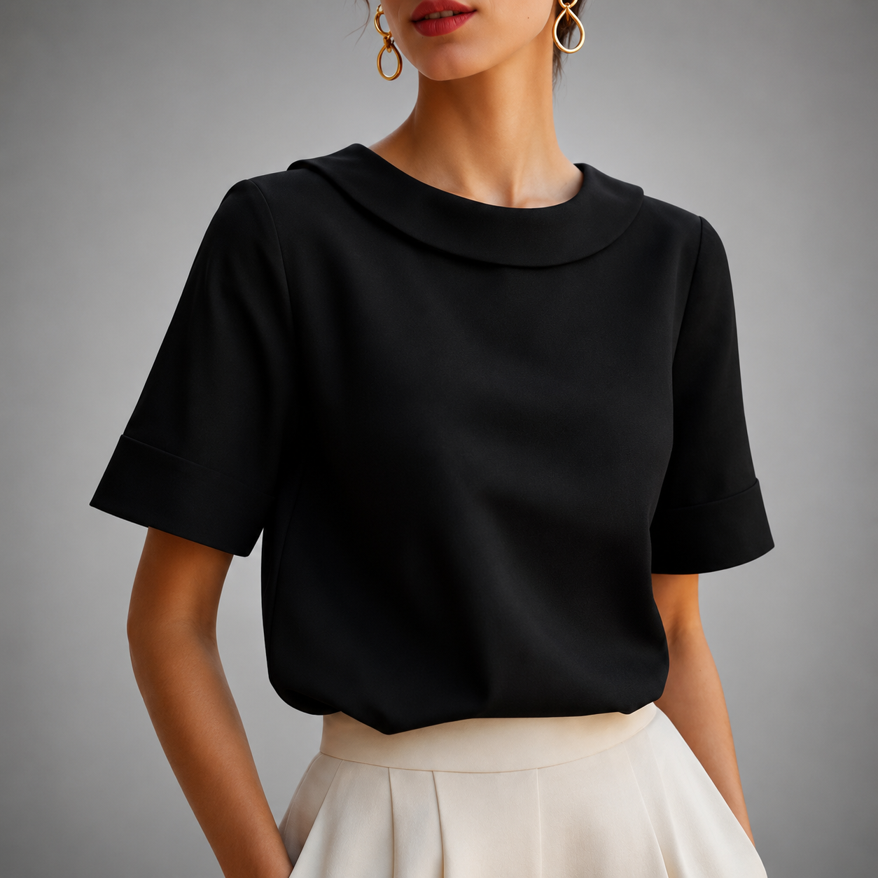 MOREAU LYON | CHIC BLOUSE À COL ROND POUR FEMMES
