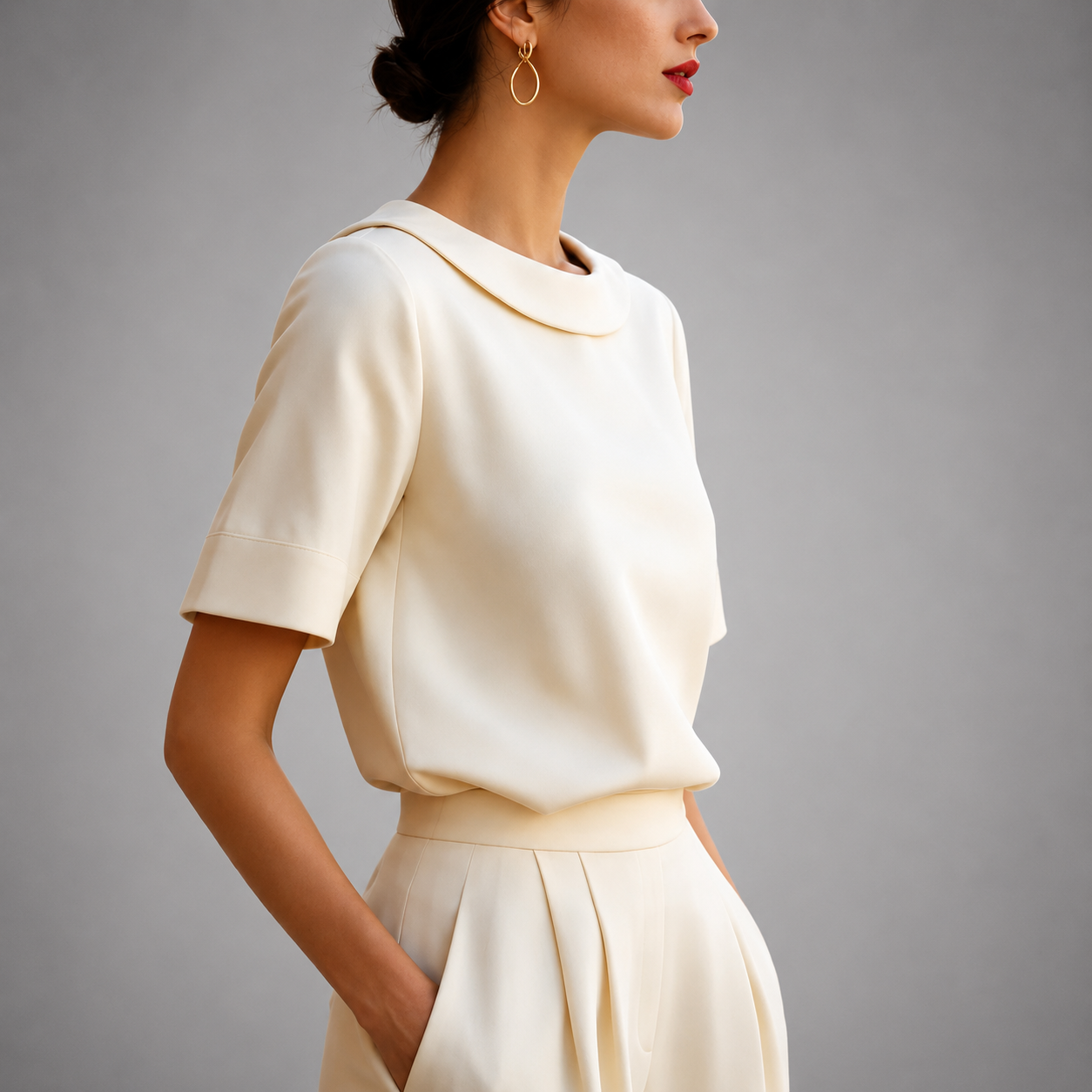 MOREAU LYON | CHIC BLOUSE À COL ROND POUR FEMMES