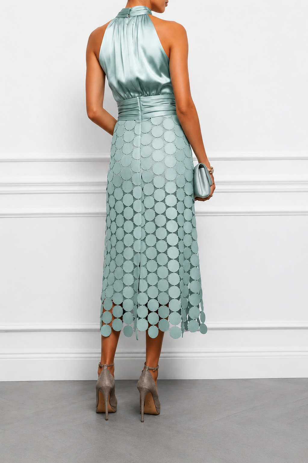 MOREAU LYON | ROBE MIDI CHIC À COL HALTER POUR FEMMES