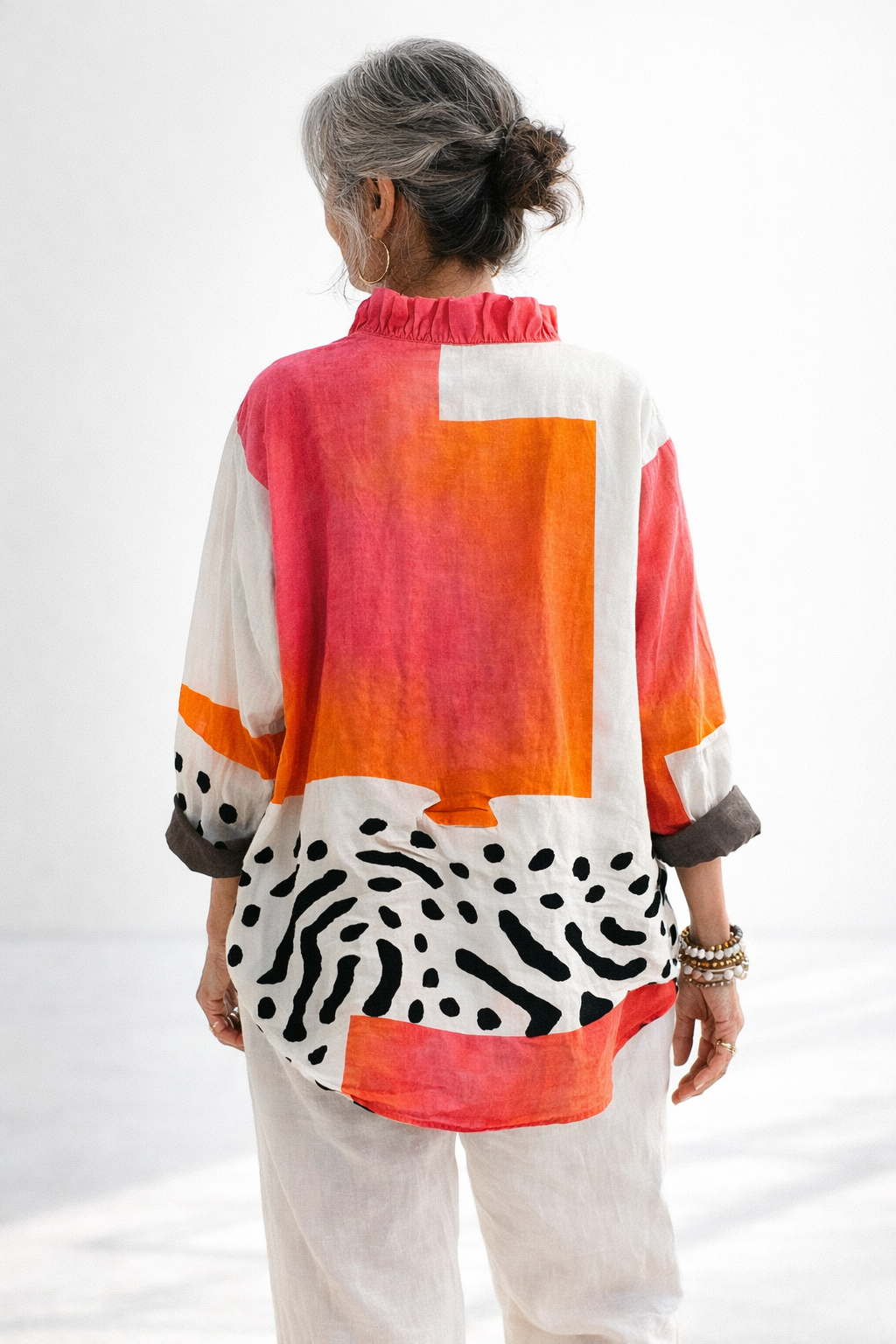 MOREAU LYON | BLOUSE À COL V VOLANT SUR LE DEVANT POUR FEMME