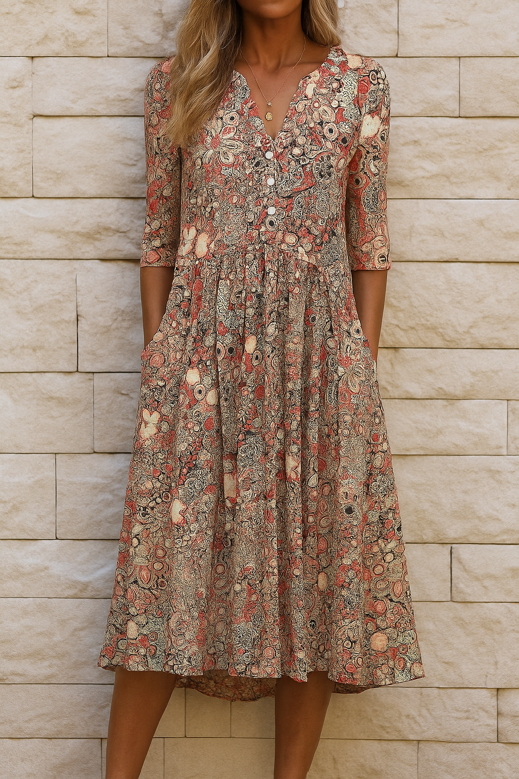 MOREAU LYON | ROBE MIDI IMPRIMÉE ÉLÉGANTE POUR FEMMES