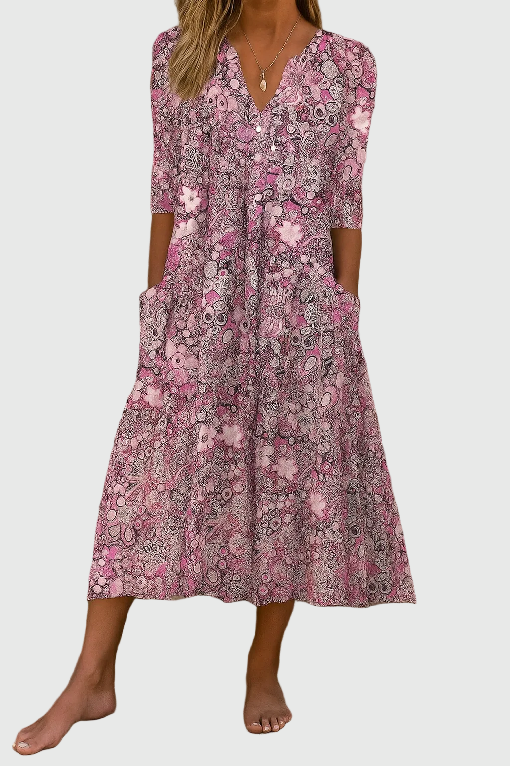 MOREAU LYON | ROBE MIDI À COL EN V POUR FEMME