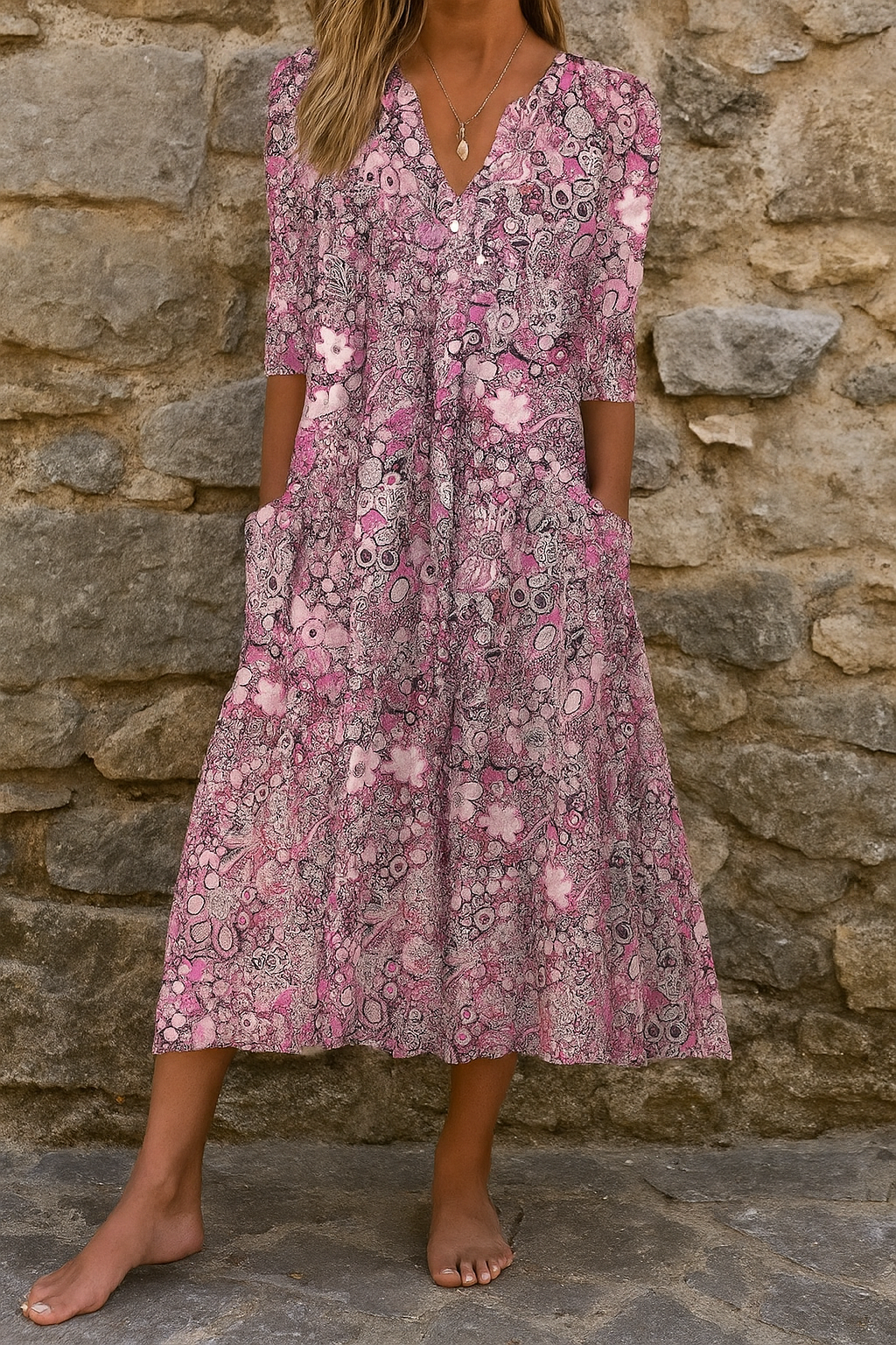 MOREAU LYON | ROBE MIDI IMPRIMÉE ÉLÉGANTE POUR FEMMES