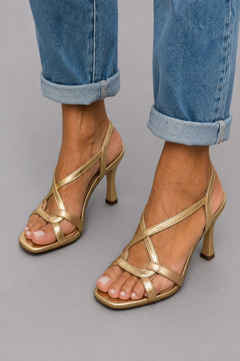 MOREAU LYON | SANDALES DORÉES À BRIDES POUR FEMME