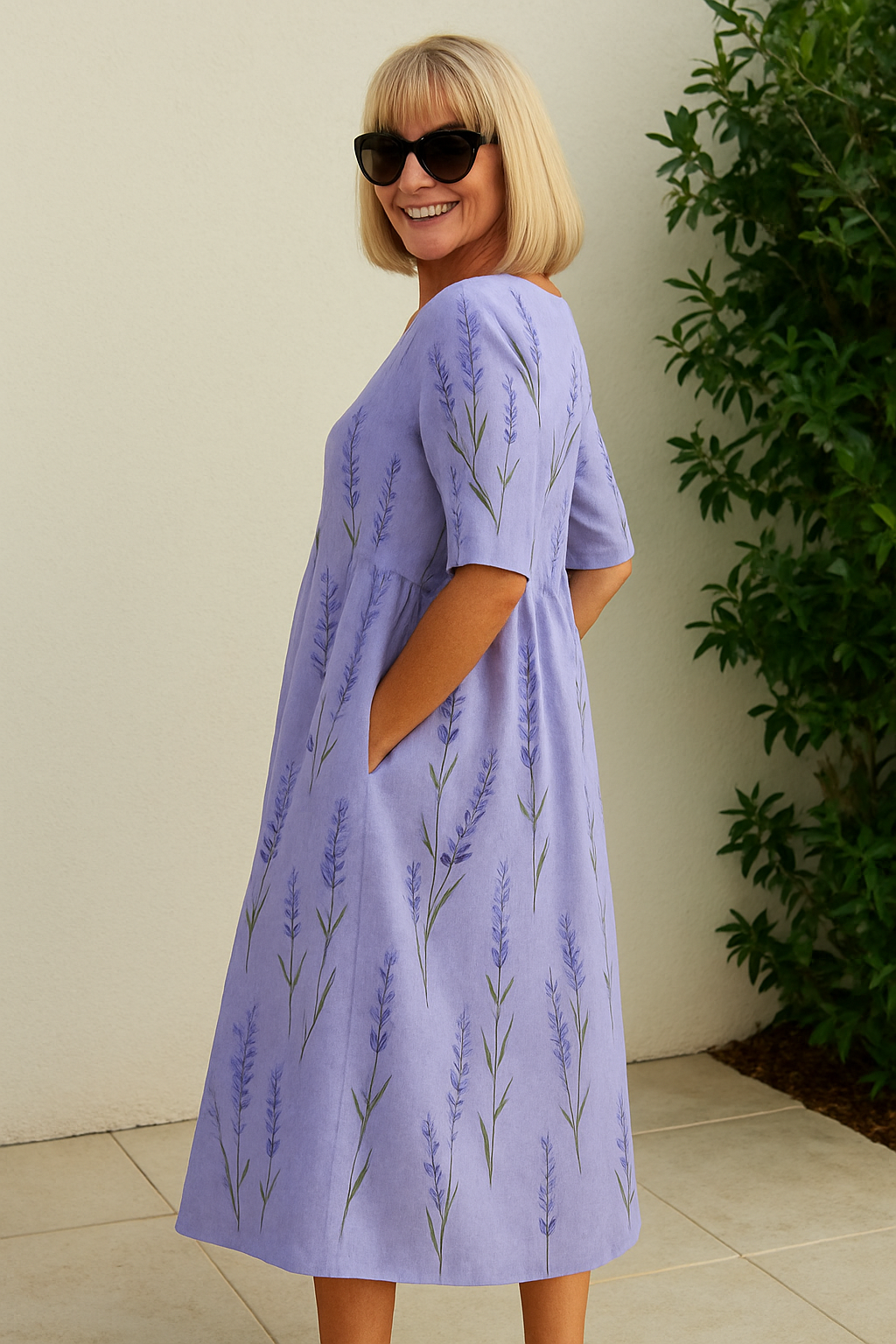 MOREAU LYON | ROBE MIDI CLASSIQUE À FLEURS POUR FEMME