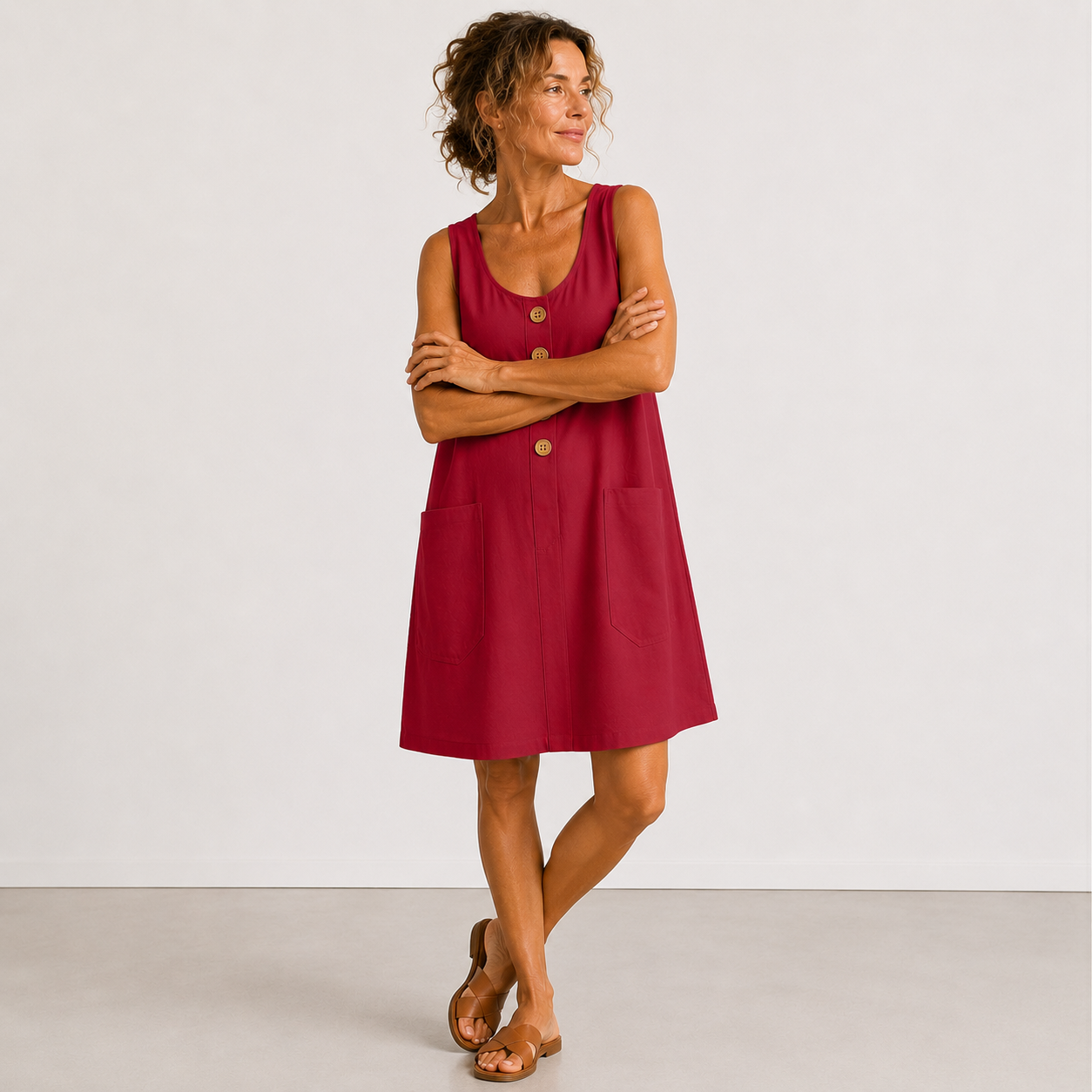 MOREAU LYON | ROBE MIDI À BOUTON FLUIDE POUR FEMMES