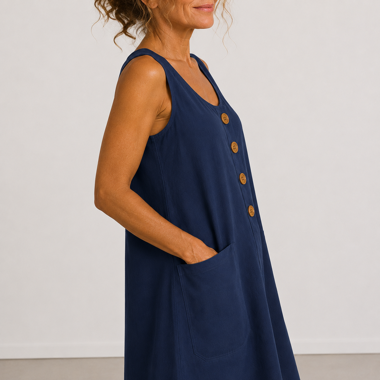 MOREAU LYON | ROBE MIDI À BOUTON FLUIDE POUR FEMMES