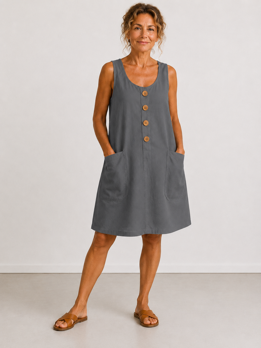 MOREAU LYON | ROBE MIDI À BOUTON FLUIDE POUR FEMMES