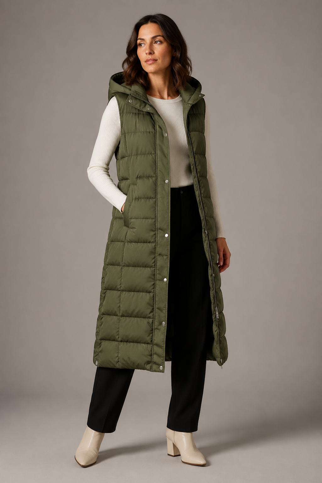 MOREAU LYON | GILET LONGUE À CAPUCHE POUR FEMMES