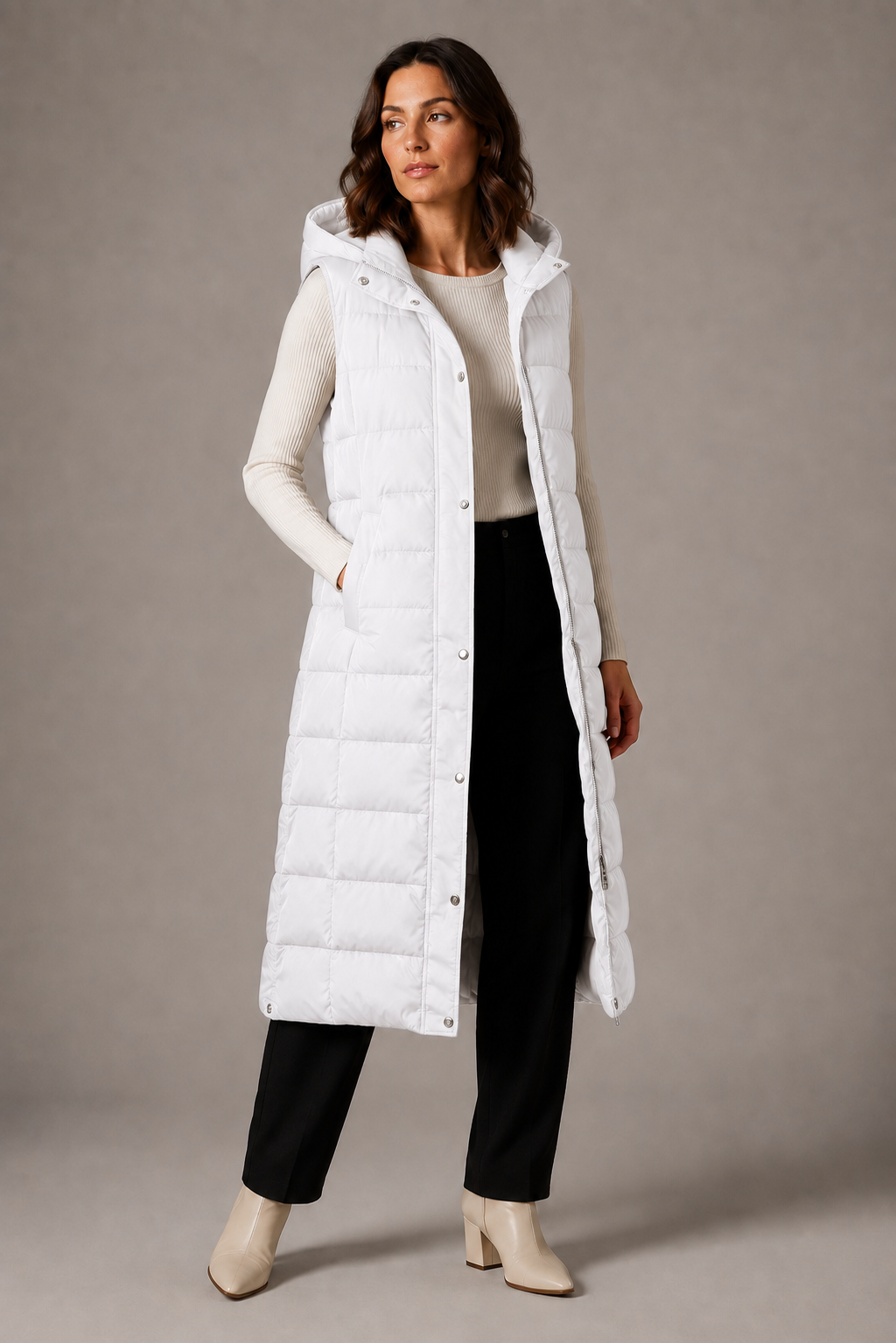 MOREAU LYON | GILET LONGUE À CAPUCHE POUR FEMMES